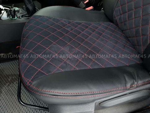 Авточехлы  Renault Logan с 2013г Renault Sandero Stepway с 2015г 2/3 без AIRBAG алькант сер.н ромб фото 8