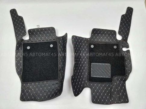 Ковры  5D экокожа Toyota Camry V50/V55 2011-2018г черный с бежевой ниткой+ворс комплект Like АКЦИЯ! фото 5