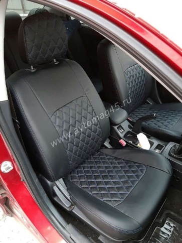 Авточехлы  Mitsubishi Lancer 10 Мицубиси Лансер 10 2007-2011г экокожа черно-серая ромб    фото 7