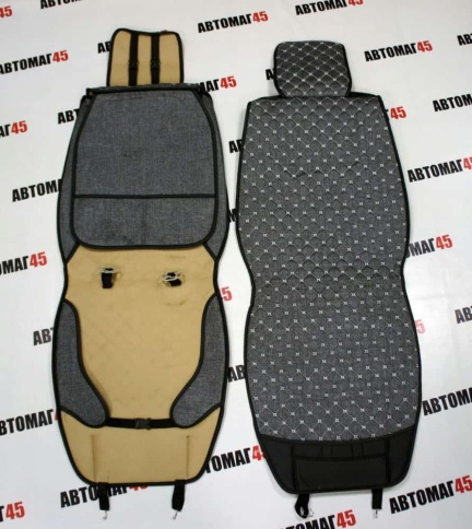 Чехлы  накидки на сиденье лен 2Д серый комплект 5шт фото 2