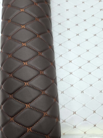 Экокожа на поролоне 5мм узор бабочка шоколадная нить шоколадная 1м х 1,4м    фото 5