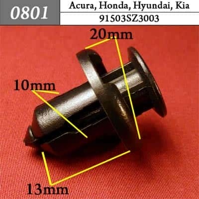 0801 Клипса пистон для Acura Honda Hyundai Kia  фото 1
