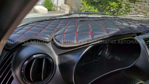 Накидка на панель Lada Granta Гранта FL с 2018г Lada Kalina Калина 2 с 2013г с красной ниткой экокож фото 11