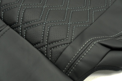 Авточехлы  Kia Ceed Киа Сид 2018-2022г экокожа черная серая нить ромб    фото 4