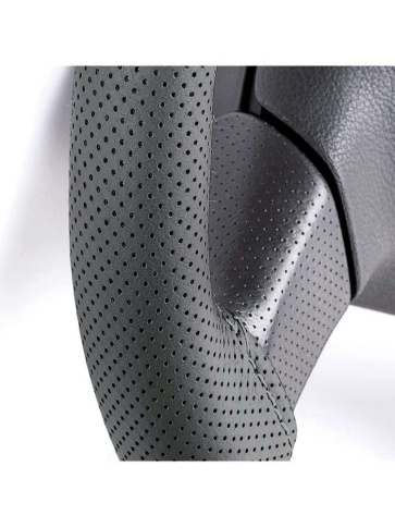 Autoprofi  оплетка руля под шнуровку натуральная кожа перфорация черная нитки игла    фото 3