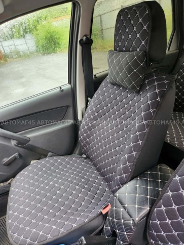 Чехлы  накидки на сиденье лен 2Д черный белая нитка комплект 5шт    фото 3