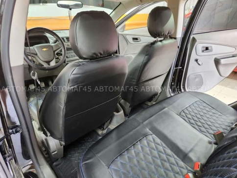 Авточехлы  Chevrolet Cobalt Кобальт 13-22г / Ravon Равон R4 16-20г экокожа черная ромб    фото 8