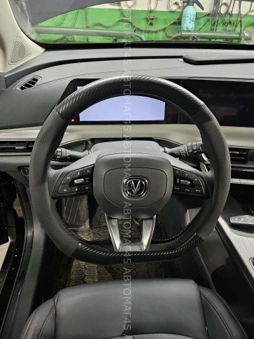 Maximal  оплетка руля экокожа перфорация + карбон черная скошенный руль размер 37-39см D-11BL-DBL  фото 5