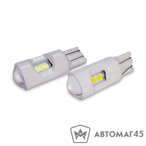 AVS  лампа светодиодная Т10 200Lm W5W 12-24V 6диодов 6000K с обманкой 2шт     фото 3