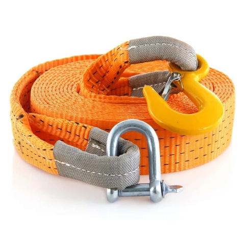 Автодело трос буксировочный 10т крюк-скоба ленточный 6м    фото 1