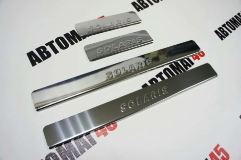 LIDER  Накладки на пороги  Hyundai Solaris 2017-2022г 4 шт нержавейка    фото 1