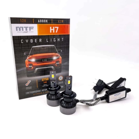 MTF Cyber light светодиодные лампы LED 2шт H7 12В 45W 6000K 3750Lm гарантия 12мес    фото 1