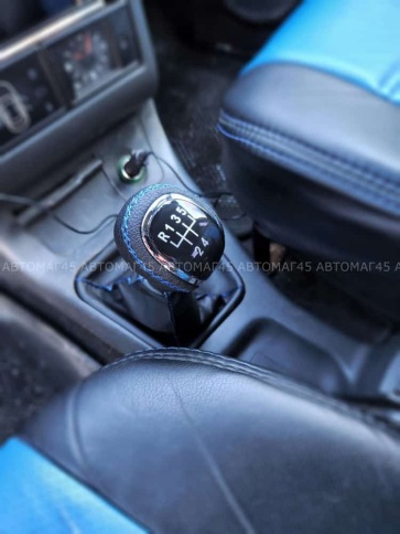 SALMAN Ручка КПП ВАЗ 2110 2111 2112 под КПП 2110 черный с синей ниткой в сборе хром   фото 1